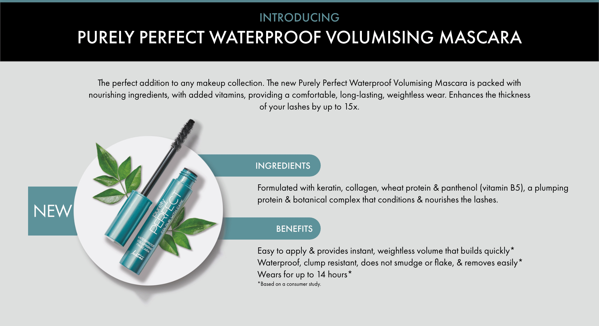 Purely Perfect Black Waterproof Volumising Mascara